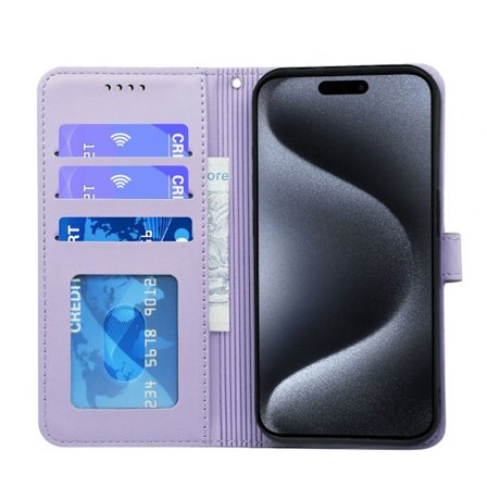 Etui til iPhone iPhone 16E Lilla PU-lær Liten Rund Knapp Fotoramme Magnetisk