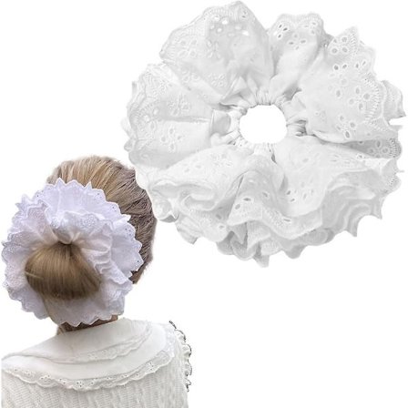 Tykke hvide blondehårbånd, Lolita blonde stort hårbånd blomst, hvide blondehårbånd store til kvinder piger hvide White_yux