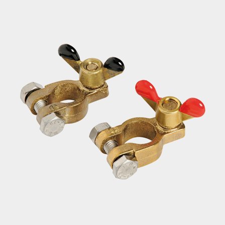 Terminales de batería con tuerca de mariposa, positivo / negativo, M8 & M10, paquete de 2