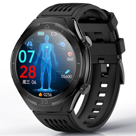 Fd02 Ecg-övervakning Bluetooth-samtal Förbättra sömn Blodsyre Kroppstemperatur Blodsocker Mer än sport Smart Watch Black