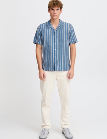 Casual Friday Cfmilton Ss Rc Dobby Striped Shirt - Blue - XXL