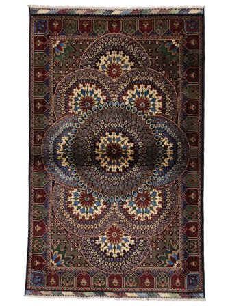 Orientalischer Kunduz Teppich 94X149 Schwarz/Braun Wolle, Afghanistan