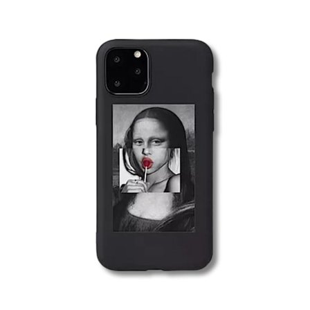 Cover til alle iPhone 14 modeller med Mona Lisa sutte slikkepind
