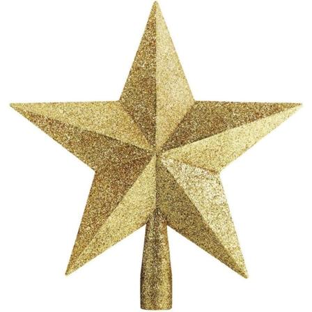 Glitter Juletrestjerne for Juletrepynt (Gull)