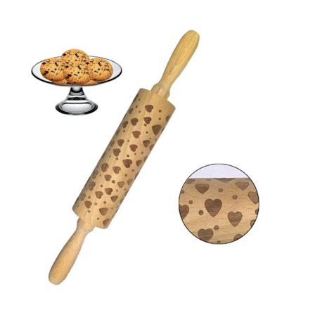 Preget trekjevle, gravert pregekjevle jul - hjerteformet