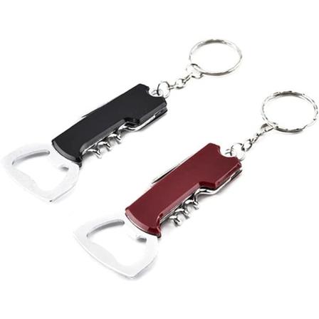 CDQ 2-pack multifunksjonell flaskeåpner nøkkelring (svart + rød)