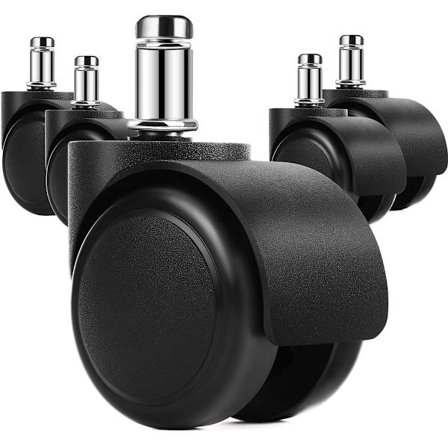 2-tommers kraftige erstatningshjul for kontorstol, stillegående svingbare kontorstolhjul i gummi, egnet for alle gulv, inkludert tregulv
