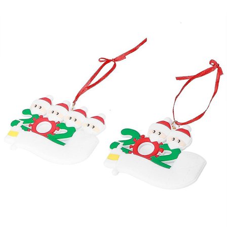 2 st PVC-prydda familjeträd-prydnader, 2+4-set, anpassade namn och meddelanden, festlig dekoration