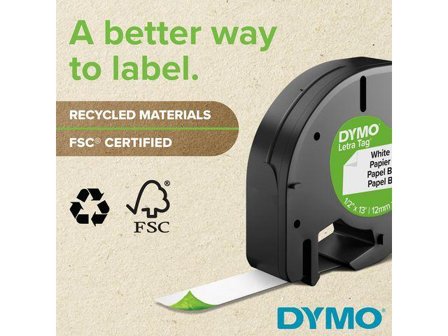 DYMO Tape DYMO LetraTag 12mm metal sort/sølv