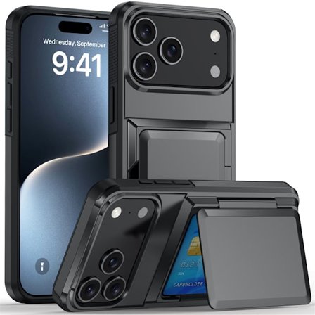 iPhone 17 -lompakkokotelo - Tyylikäs suojakotelo korttipidikkeellä (tilaa 5 kortille) - Harmaa