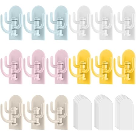 15 st väggkrokar, ingen borr dörrkrokar, självhäftande trippelkrok, kreativa plasthakar, för handduk kappa hatt handväska i badrummet