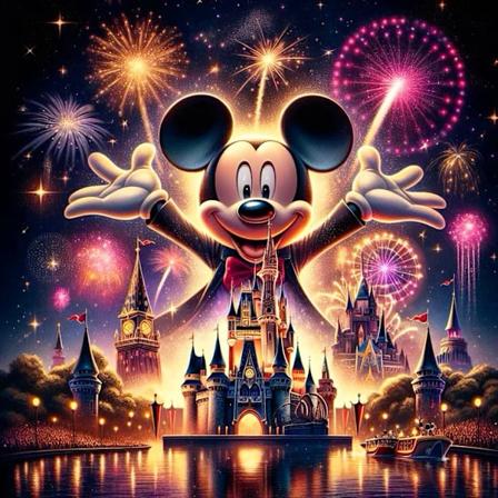 Disney Tegnefilm Diamant Maleri Mickey Mouse 2024 Ny Samling Håndværk Kit Mosaik Slot Gør Broderier Fyrværkeri Unik Gi. Tog 1204 Full Round 20x20cm