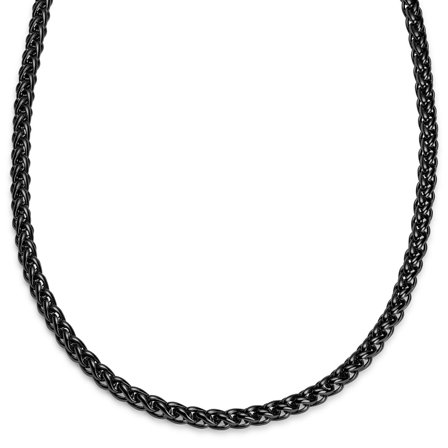 Essentials | 8 mm Gunmetal Zwarte Ketting met Tarweschakels voor mannen - Schakelkettingen