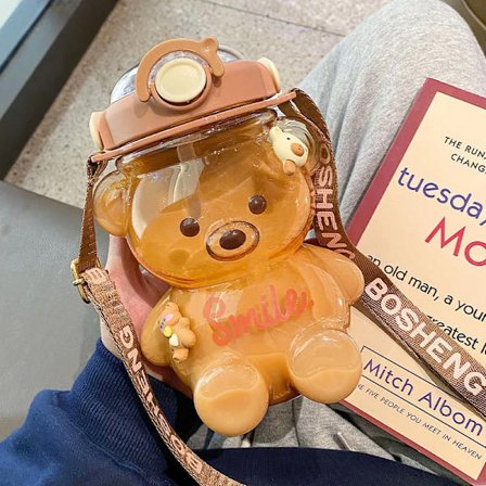 1400ML Kawaii Vattenflaska Resa Björnkastrull Sport Dricka Cu