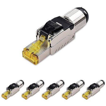 6-pack Verktygsfria skärmade RJ45 Cat 8, Cat8-avslutningsplugg, Cat8-plugg