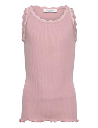 Silk Top W/ Lace T-shirts Sleeveless Rosa Rosemunde Kids*Betinget Tilbud