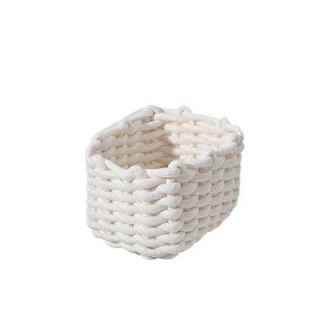 19 x 15 x 12 cm Opbevaringskurv i Bomuld: Vævet Kurv, Kurve til Opbevaring af Små Husholdningsartikler Firkantet Opbevaringskurv til Babyværelse, 