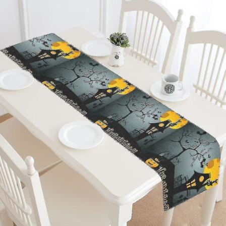 Halloween mørk nattbordsløper hjemmeinnredning 40x180 cm Halloween gresskar slott tre dukløper til bryllupsfest Bankettdekorasjon