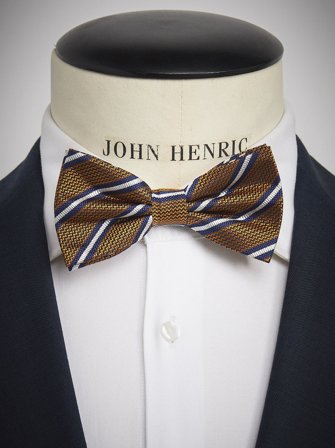 John Henric Men's Orange Gestreifte Fliege Size Pre-tied