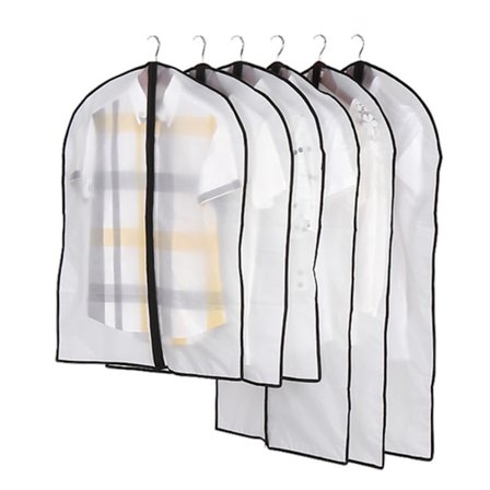 5 stk. gennemsigtige støvposer til tøj, fugttætte, foldbare kjoleposer til jakkesæt, frakke, tøj, 5 stk.