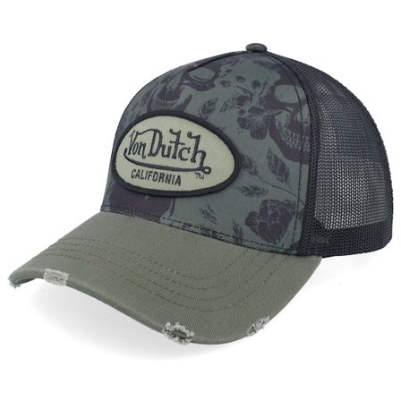 Von Dutch - Multi trucker Caps - Oval Patch Black/Multicolor/Dark Green Trucker @ Hatstore