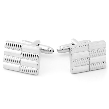 Srebrzyste spinki do mankietów z krzyżowym wzorem dla mężczyzn