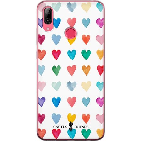 Kompatibel Mobilcover til Huawei Huawei Y7 (2019) Cactus and Friends - Watercolor Love Grid
