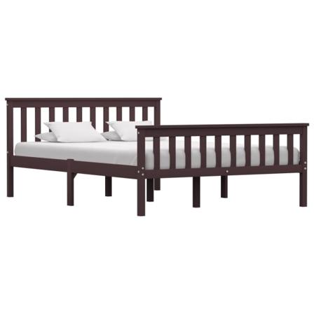 Vidaxl Sängram Med 4 Lådor Mörkbrun Massiv Furu 140x200 Cm Brun