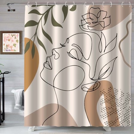 1 st modern konst abstrakt kvinna mönster duschdraperi, mögelbeständig, vattentät duschdraperi, 180 x 180 cm