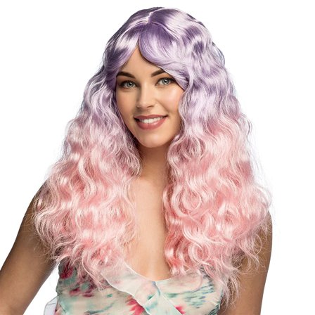 Krøllet Paryk Lyserød/Lilla