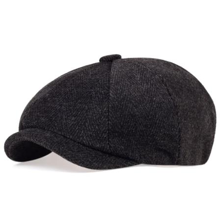 Newsboy Keps Ull Basker Åttakantig Keps Herr Målare Keps Black