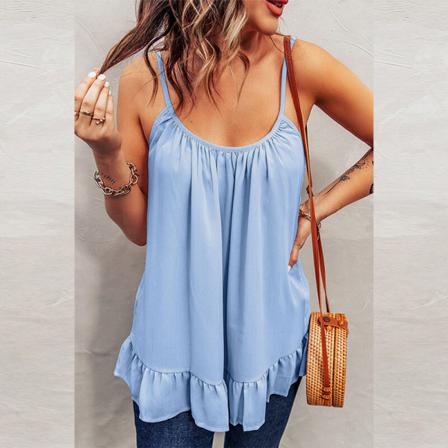 Ärmlösa Linne För Kvinnor U-hals T-shirts