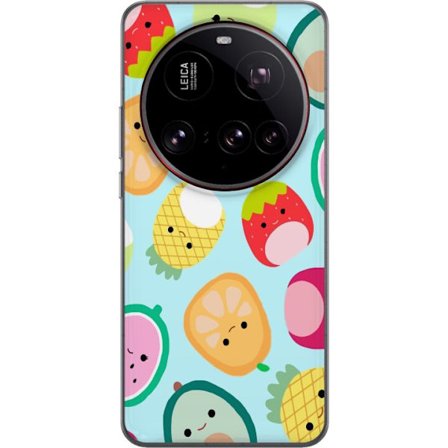 Kompatibel Mobilcover til Xiaomi 15 Ultra Mønster af kawaii frugter som jordbær citron ananas og avocado på lyseblå baggrund