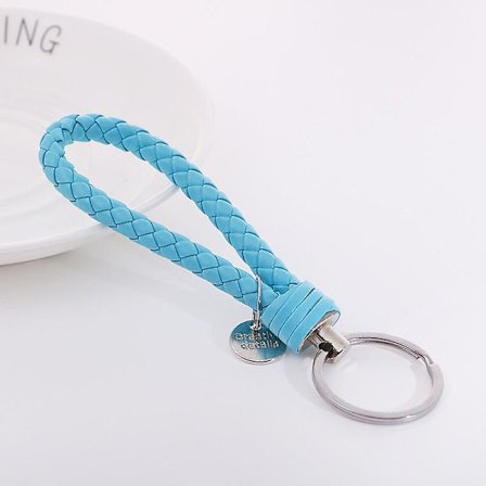 Handgjorda lädernyckelringar (3-pack, himmelsblå)