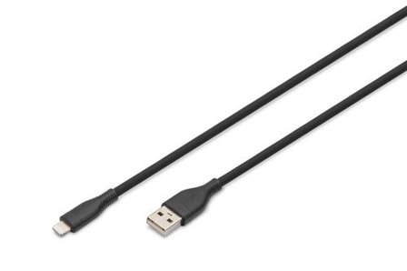 Digitus USB Silicone charging cable USB-A - Lightning 1m USB 2.0 12W black