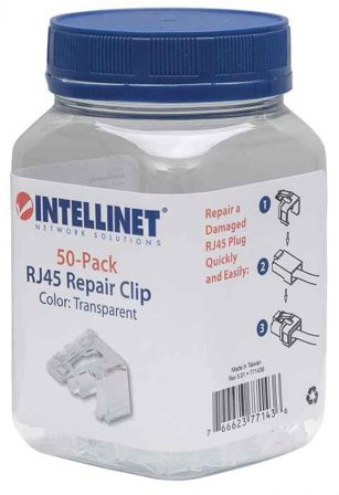 INTELLINET Repair clip for RJ45 modular plug, transparent, 50 pack