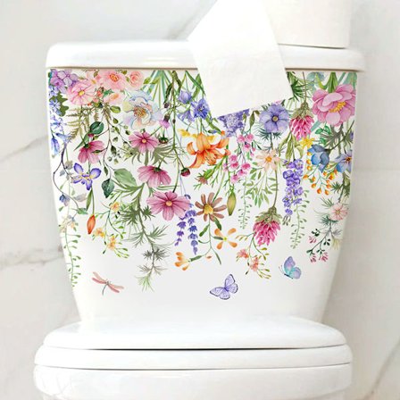 1 STK Grøn s Blomster Sommerfugl Wall Sticker Badeværelse Toilet Dec