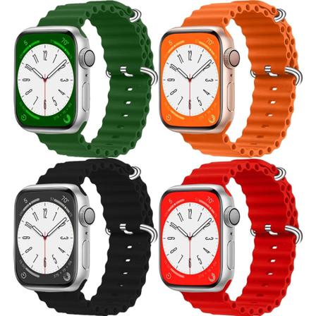 4 st Apple Ocean Watch Band för applewatch8/7/se/ultra sport tvåfärgad silikon iwatch armband ( 38/40/41mm)