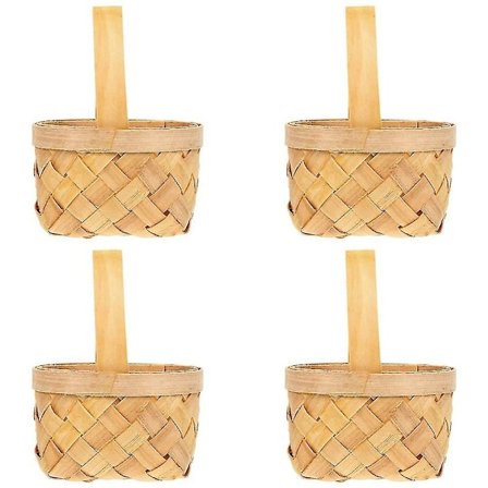 4 stk Mini Vevde Kurver med Håndtak Bryllup Blomsterpikekurv Blomst Godteri Sjokolade Gaveboks Bryllupsfestgave