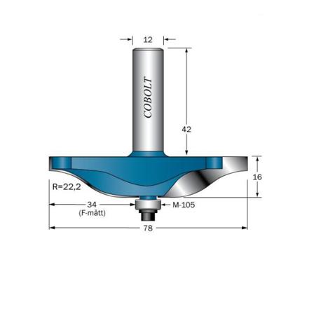 Cobolt 325-078 Afgratningsfræser R=22,2, D=78, L=16, S=12, Maskintilbehør & forbrugsvarer