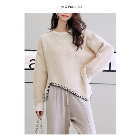 Kvinner Strikkevarer Høst Vinter Genser Idle Style Inner Wear Base Tynn Temperament Topp Rice apricot L