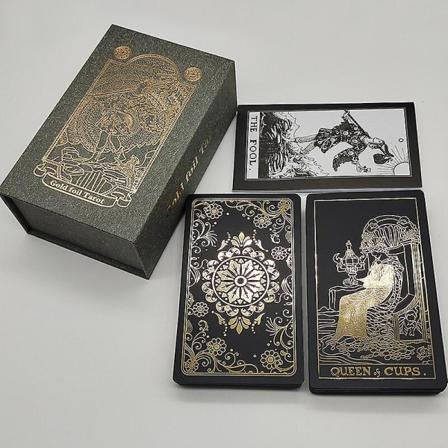 Klassiske guldfolie vandtætte tarotkort med megnet æske som specialgave Black