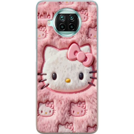 Kompatibel Mobilcover til Xiaomi Mi 10T Lite 5G Hello Kitty lyserød fluffy baggrund med ikonisk ansigt og kawaii-æstetik