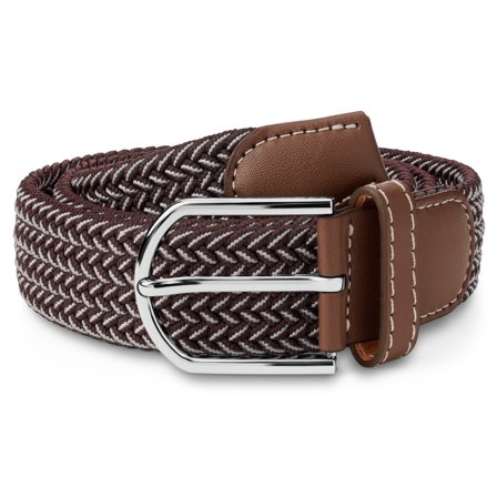 Ceinture marron et blanc en toile tricotée élastique pour hommes - Ceintures élastiques - pour Hommes - Trendhim
