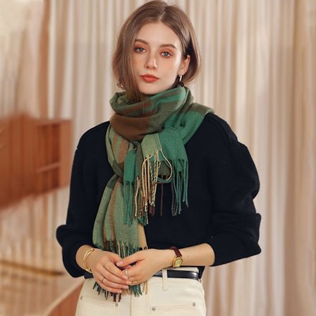 Ullscarf damscarf mjuk och gosig rutig vinterscarf poncho kvalitet