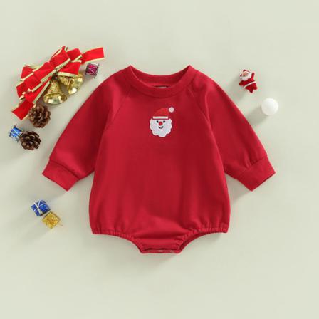 Baby Santa Claus Knappar Romper Långärmad Jul Playsuit