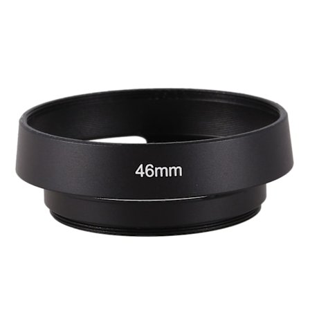 Svart 46mm Metall Solblender for 25mm F1.4 35mm F1.6 50mm F1.8 speilløse [DB]