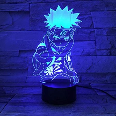 Naruto Kakashi Uchiha Sasuke 3D Illusjon Nattlys Lampe Sm