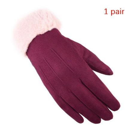 Mode Damhandskar Höst Vinter E Furry Warm Mitts Full Fing