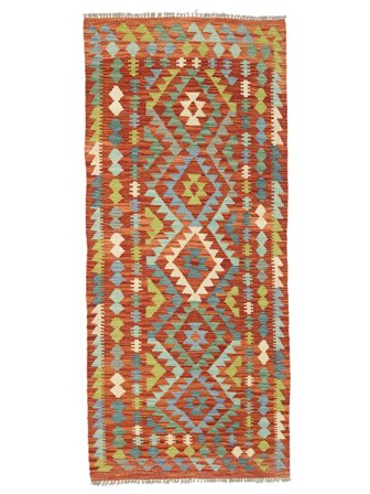 Orientalischer Kelim Afghan Old Stil Teppich 91X207 Läufer Dunkelrot/Braun Wolle, Afghanistan